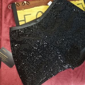 NWT Mimi Black bling short shorts ladies S